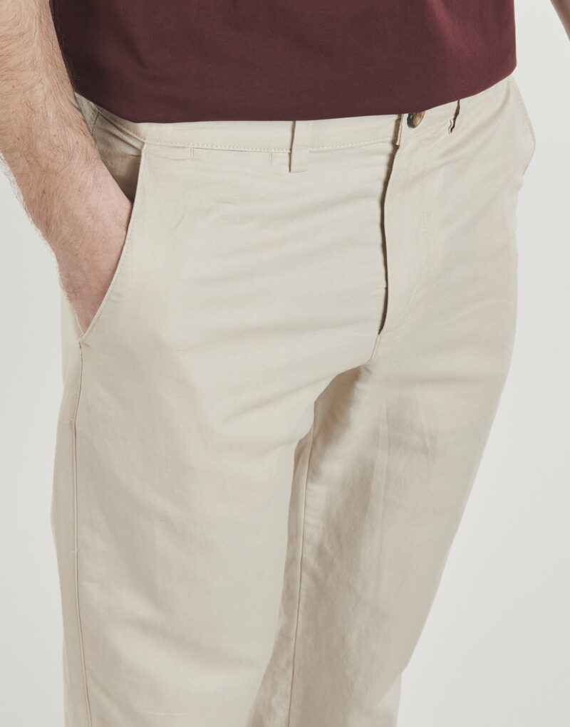 Pantalone Chino Selected SLH196-STRAIGHT MILES LINEN BLEND Beige Pantaloni Chino Uomo - 5
