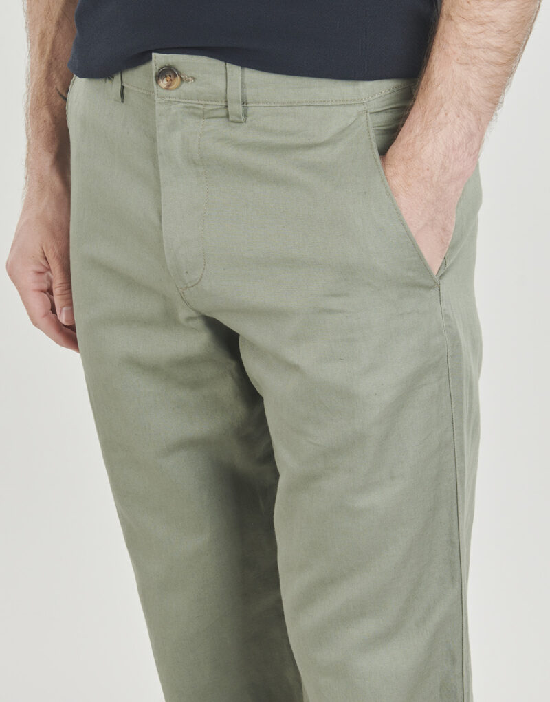 Pantalone Chino Selected SLH196-STRAIGHT MILES LINEN BLEND Verde Pantaloni Chino Uomo - 5