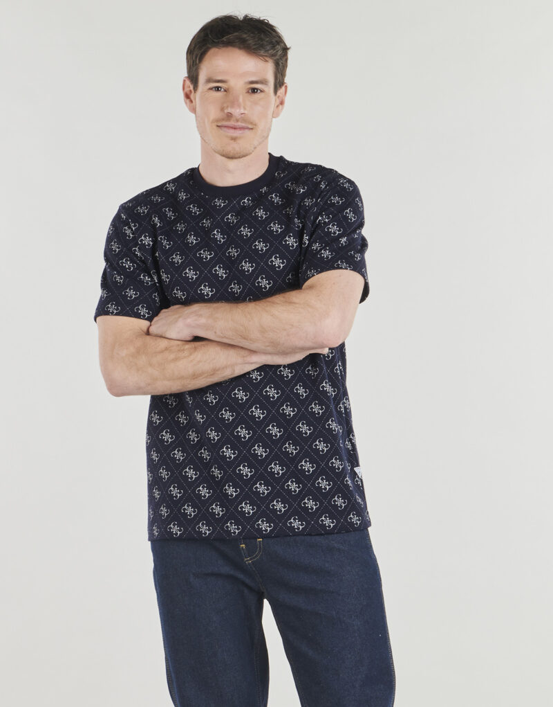 T-shirt Guess CN SS JACQUARD 4G KNIT TOP Marine T-shirt maniche corte Uomo - 2