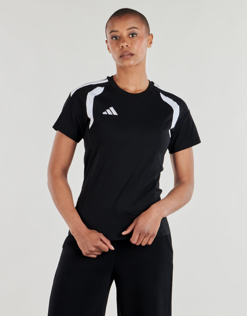 T-shirt de football adidas noir &agrave; manches courtes pour femme - Taille 2