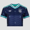 T-shirt adidas Away Crop Allemagne Football Maillot Bleu T-shirt manches courtes Femme