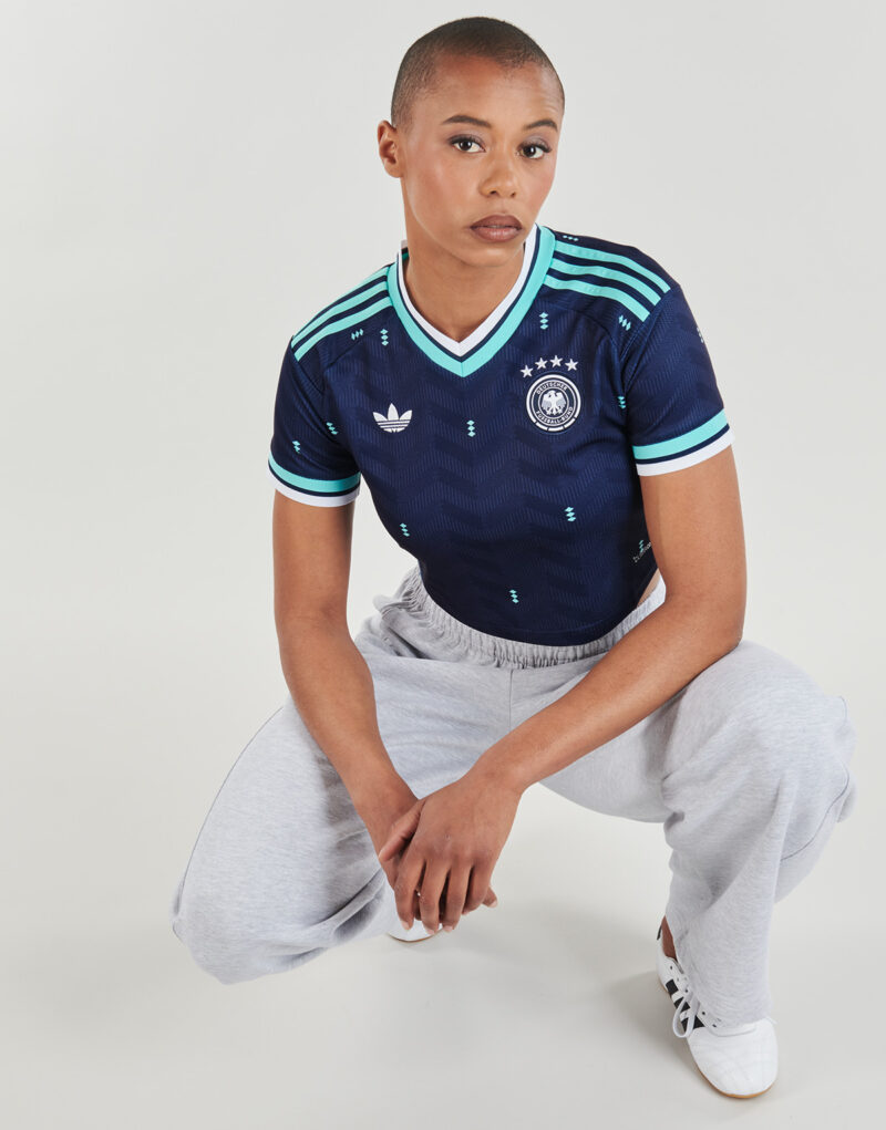 Maillot de football adidas ext&eacute;rieur court Allemagne bleu, manches courtes, taille 5