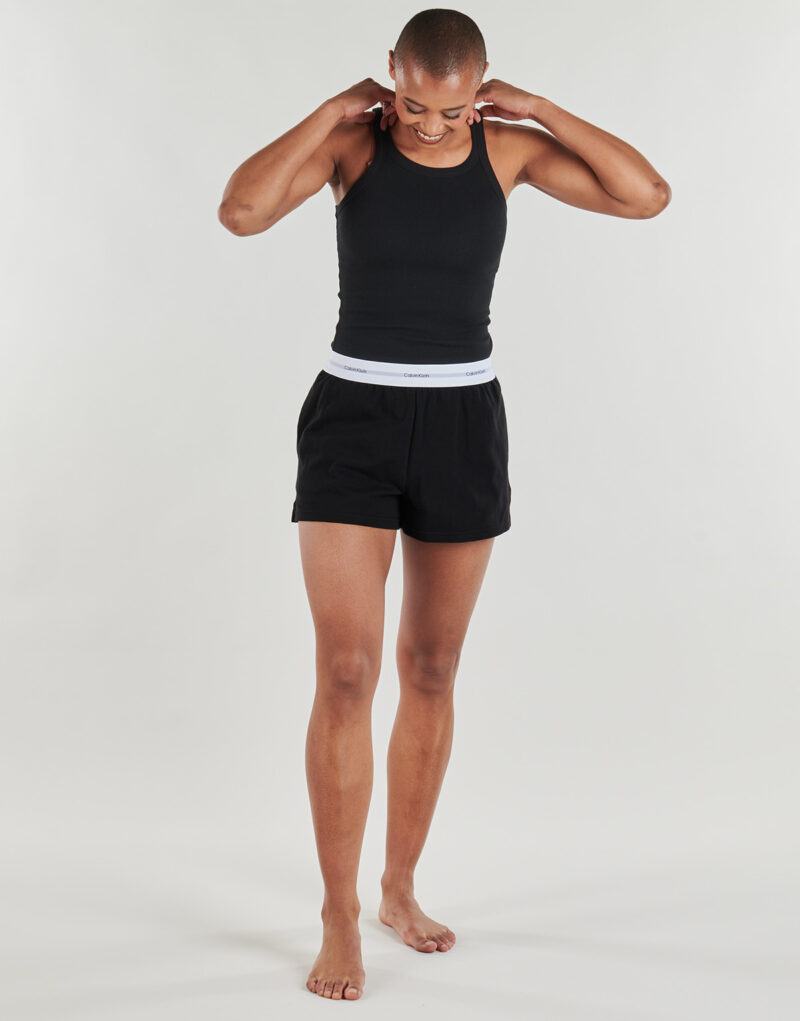 Shorts Calvin Klein Jeans Pantalones cortos negros de mujer con logo y jersey - 2