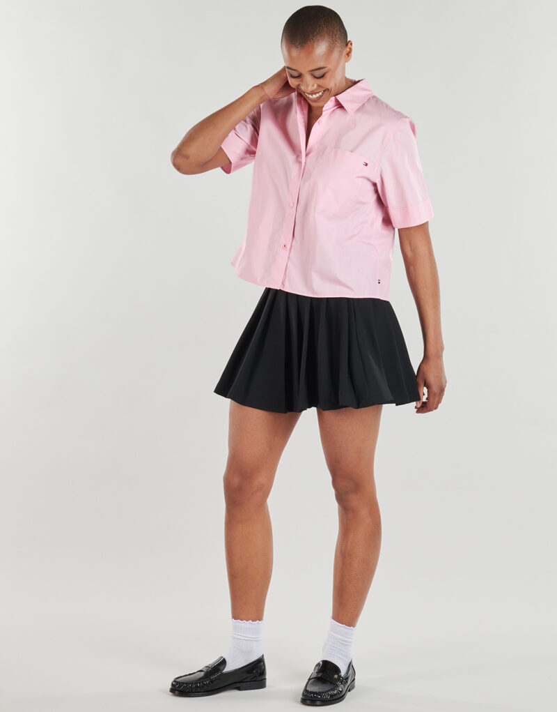 Camisas Tommy Hilfiger ESS POPLIN SS para mujer, color rosa - 3