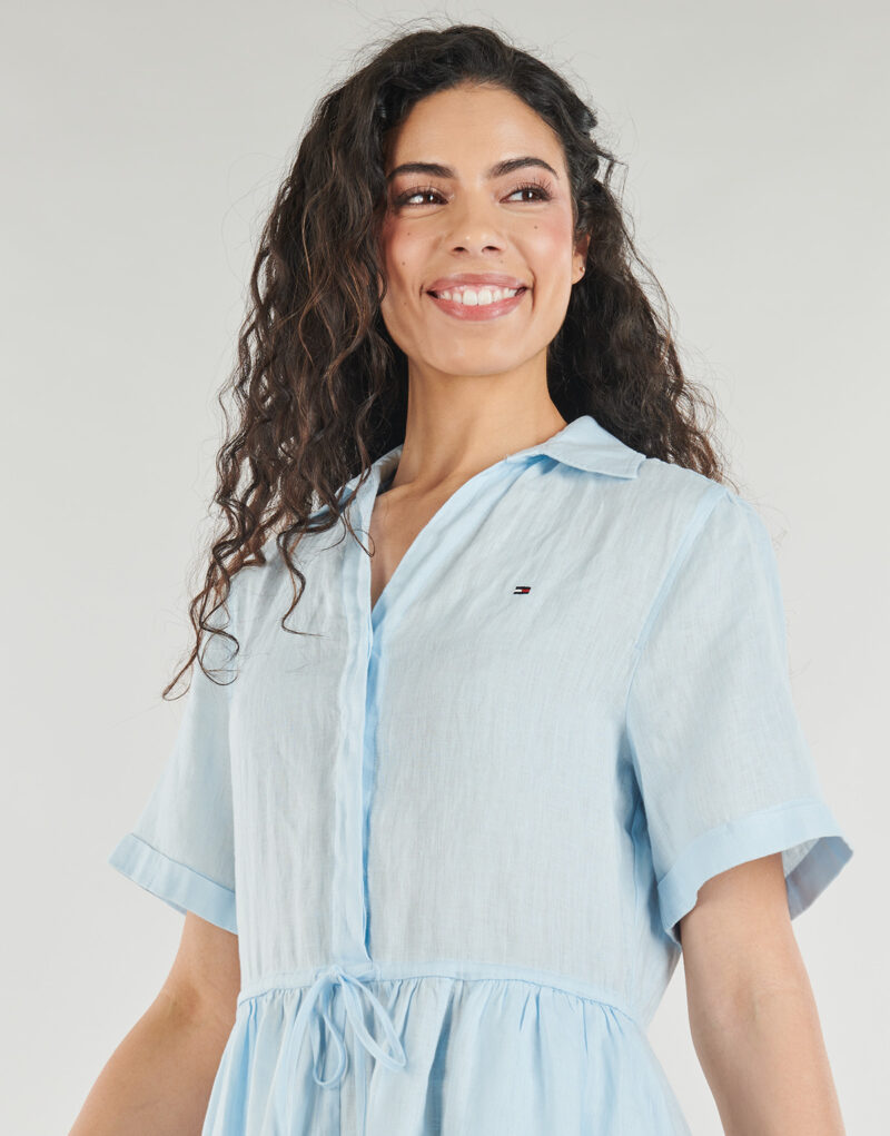 Abito corto Tommy Hilfiger ESS LINEN SHORT SS DRESS Blu Abiti corti Donna - 5