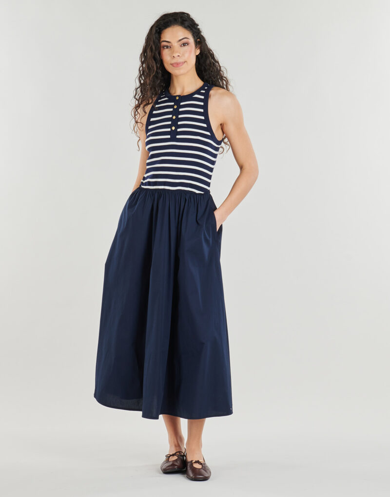 Abito Tommy Hilfiger GOLD BUTTON POPLIN MIX DRESS Marine Abiti Lunghi Donna - 2