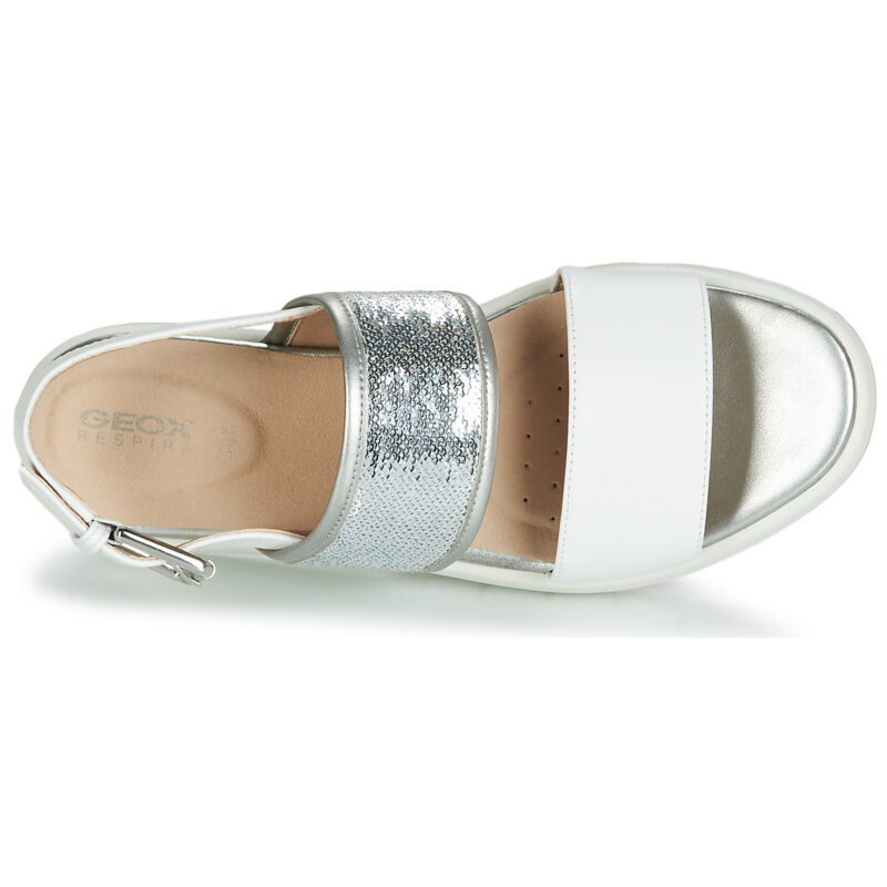 Geox Sandales compens&eacute;es blanches WIMBLEY SAND pour femmes - 6