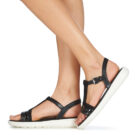 Geox JEARL SAND B Black Flat Sandals Women - 8