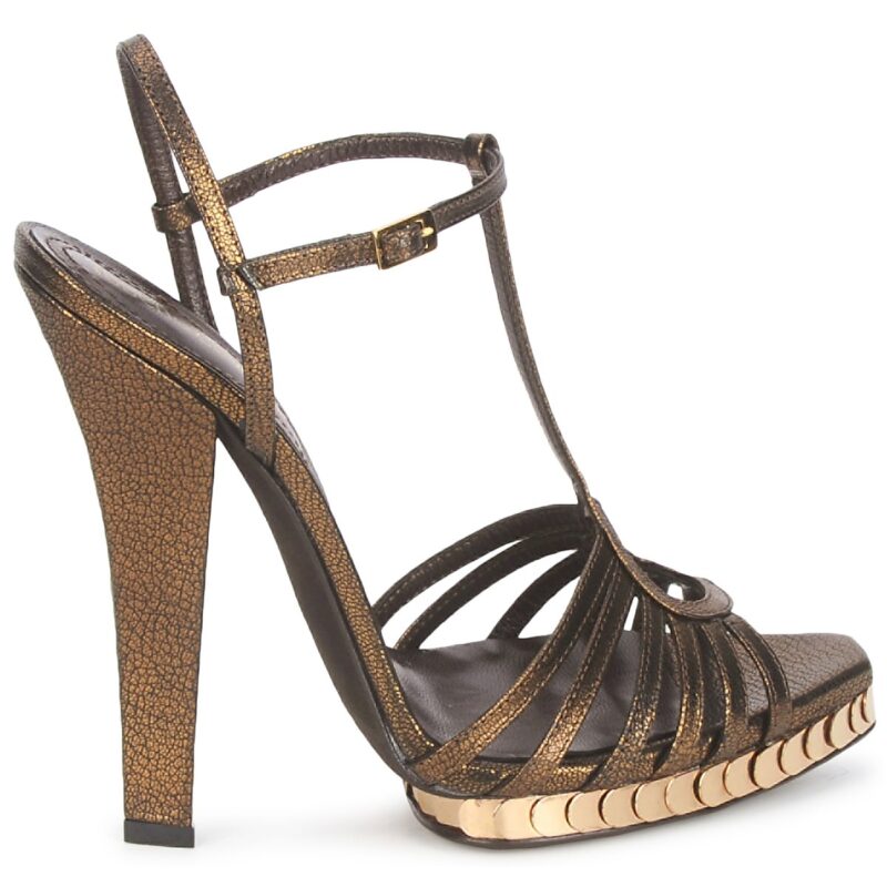 Roberto Cavalli QDS627-PM027 Gold Heeled Sandals Women - 2