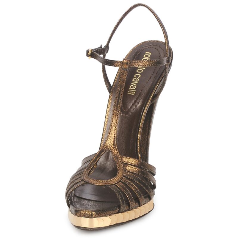 Roberto Cavalli QDS627-PM027 Gold Heeled Sandals Women - 3
