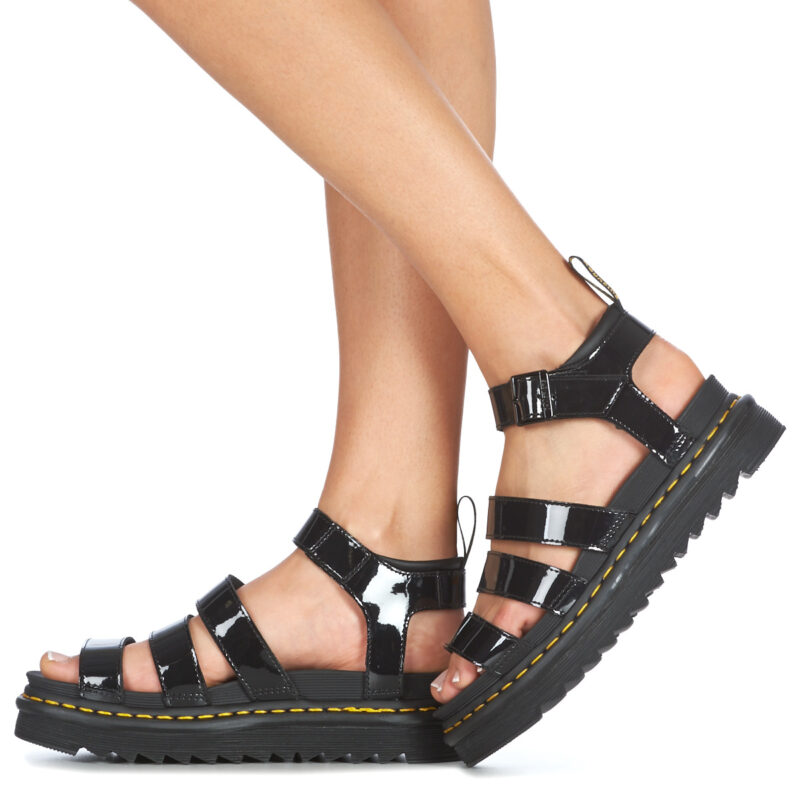 Dr. Martens BLAIRE BLACK PATENT LAMPER Nero Sandali con zeppa Donna - 8
