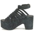Michel Perry 12676 Schwarze Keilsandalen f&uuml;r Damen - Gr&ouml;&szlig;e 4