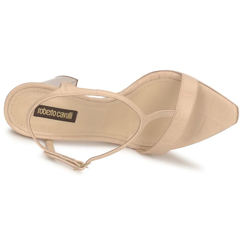 Roberto Cavalli RDS735 Beige Women's Heeled Sandals - 6