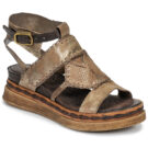 Airstep / A.S.98 LAGOS Gold Keilabsatz Sandalen Damen - 1