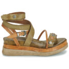 Airstep AS98 LAGOS Khaki Damen-Keilsandalen - Gr&ouml;&szlig;e 2