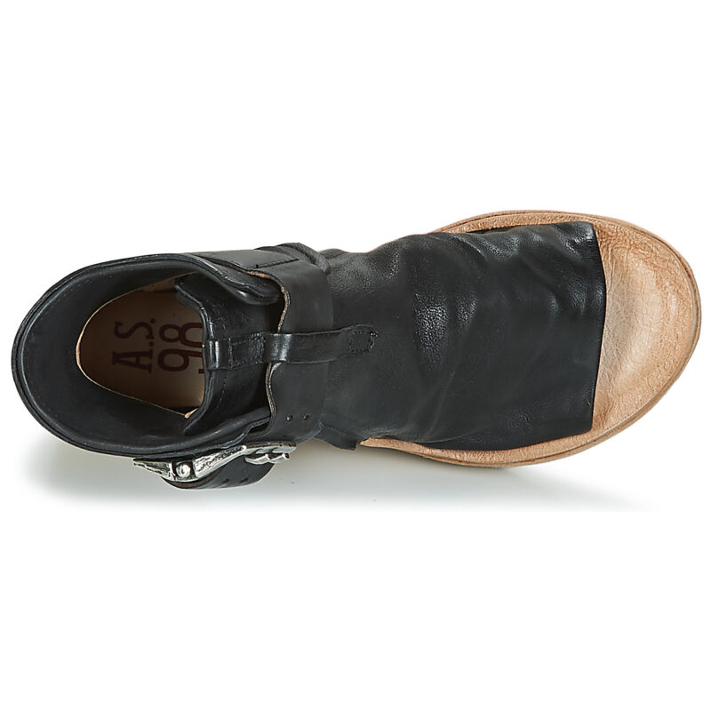 Airstep / A.S.98 NOA BUCKLE Schwarz Keilabsatz Sandalen Damen - 6