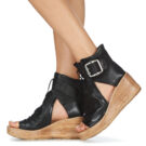 Airstep / A.S.98 NOA BUCKLE Schwarz Keilabsatz Sandalen Damen - 8