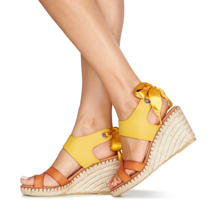 Pataugas FIONA Gelb Keilabsatz Sandalen Damen - 8