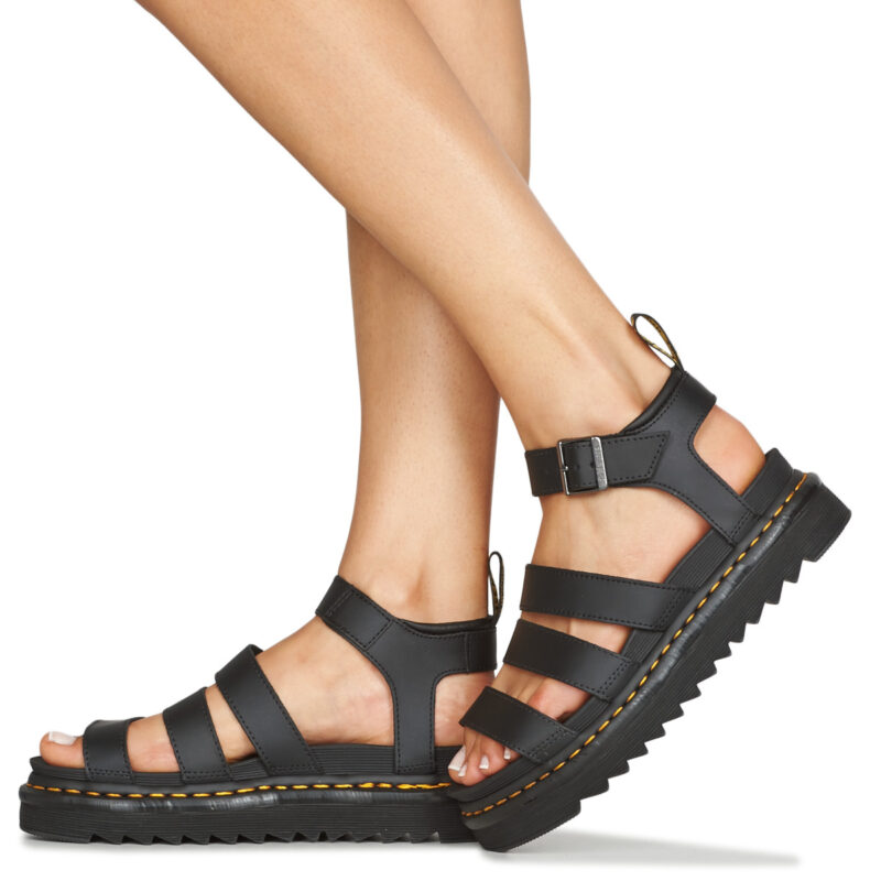 Dr. Martens BLAIRE BLACK HYDRO Schwarze Keilsandalen f&uuml;r Damen - Gr&ouml;&szlig;e 8
