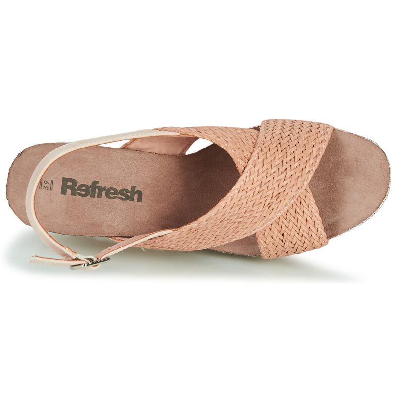 Sandalias de cu&ntilde;a Refresh NANI color beige para mujer - 6