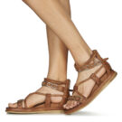 Airstep AS98 POLA SQUARE Braune Damen-Sandalen mit niedrigem Schaft - Gr&ouml;&szlig;e 8