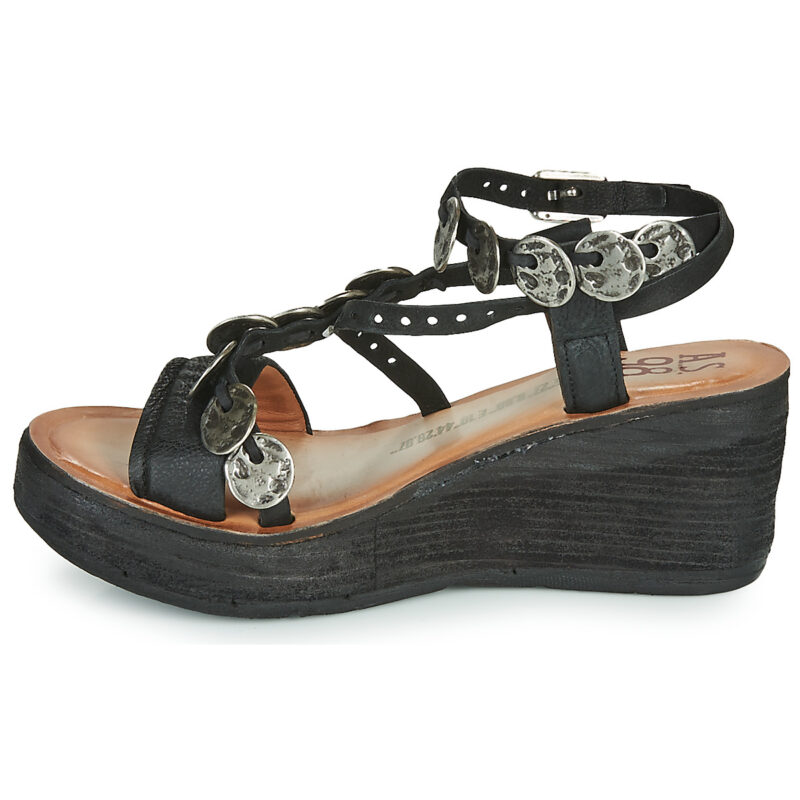 Airstep AS98 NOA Schwarze Keilsandalen f&uuml;r Damen - Gr&ouml;&szlig;e 4