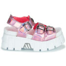 New Rock DISCO HOLO Pinke Keilsandalen f&uuml;r Damen - Gr&ouml;&szlig;e 2