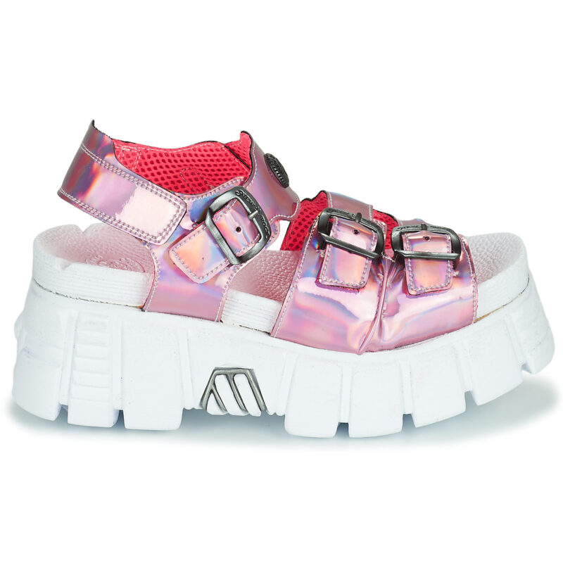 New Rock DISCO HOLO Pinke Keilsandalen f&uuml;r Damen - Gr&ouml;&szlig;e 2