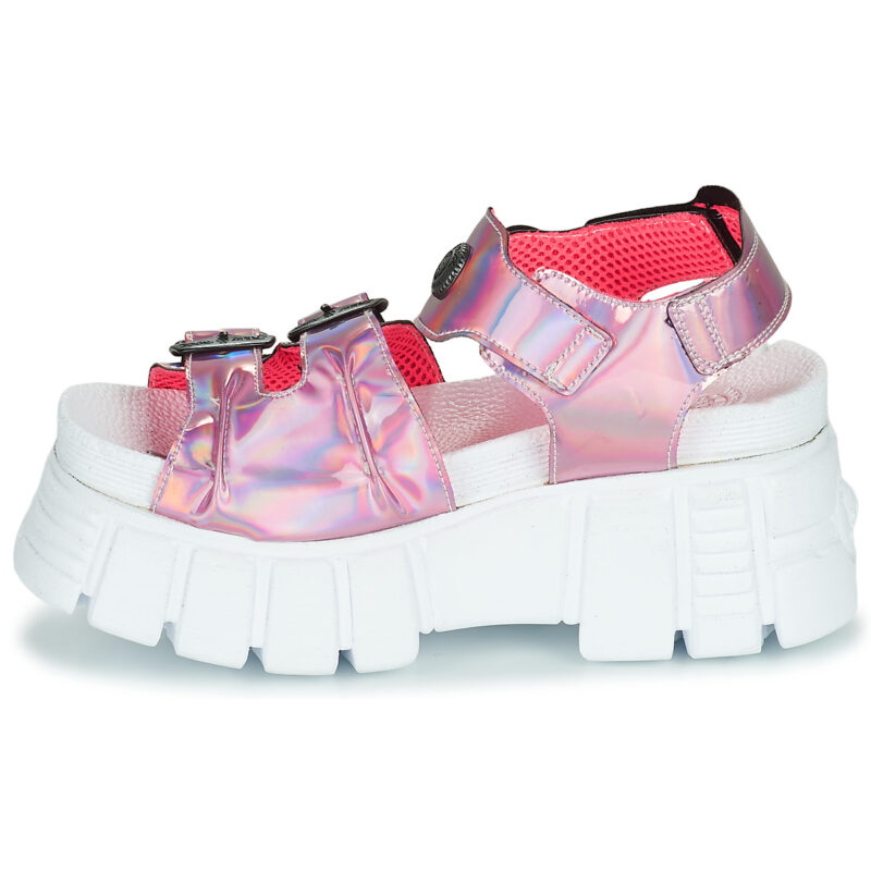 New Rock DISCO HOLO Pinke Keilsandalen f&uuml;r Damen - Gr&ouml;&szlig;e 4