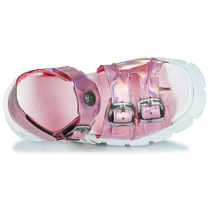 New Rock DISCO HOLO Pinke Keilsandalen f&uuml;r Damen - Gr&ouml;&szlig;e 6
