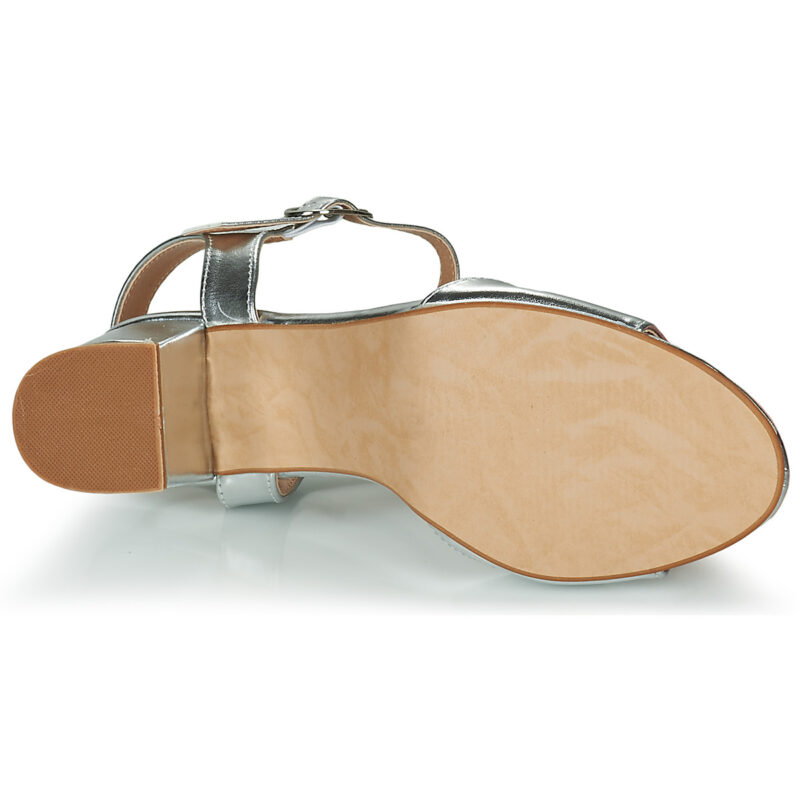 Moony Mood MEGANE Silberne Sandaletten mit Absatz f&uuml;r Damen - Gr&ouml;&szlig;e 7