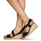 Dorking VISION Black Wedge Sandals Women - 8