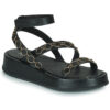 Mjus ACIGHE GOLD Schwarz Keilabsatz Sandalen Damen