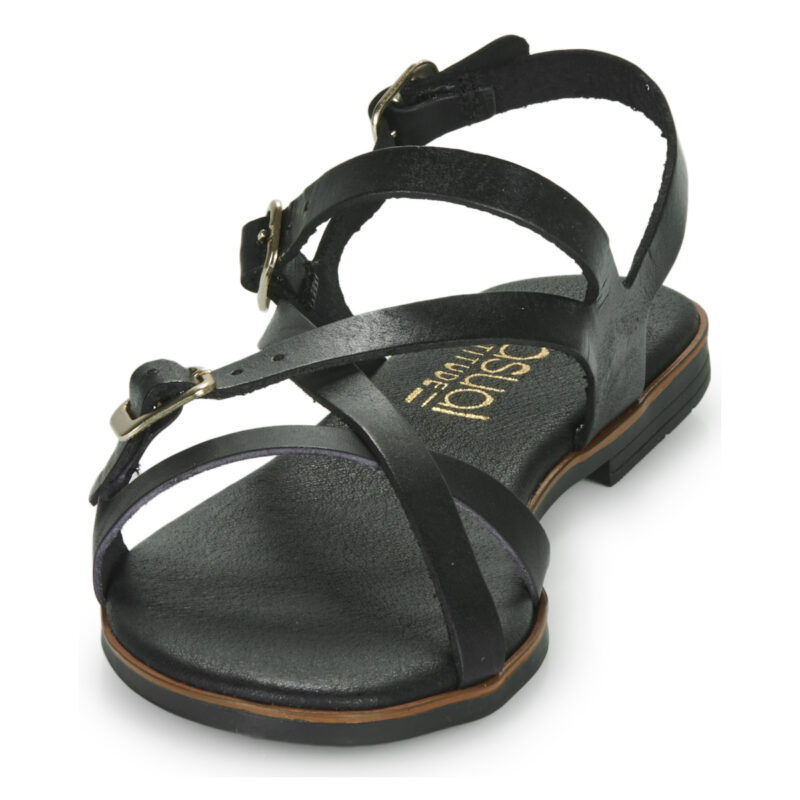 Casual Attitude LANISO Schwarze flache Sandalen f&uuml;r Damen - Gr&ouml;&szlig;e 3