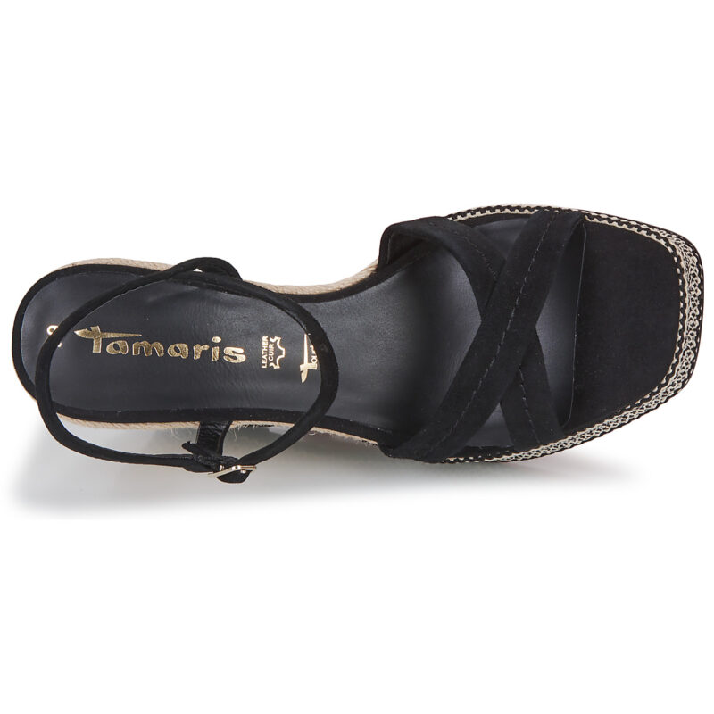 Tamaris 28363-001 Black Women's Wedge Sandals - 6
