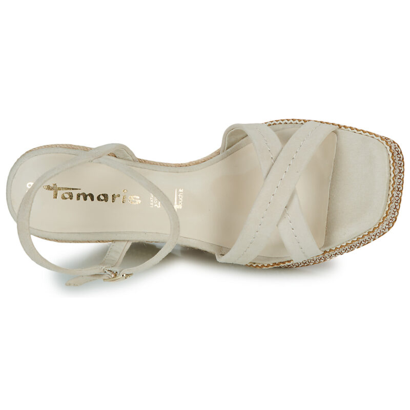 Tamaris 28363-418 Beige Women's Wedge Sandals - 6