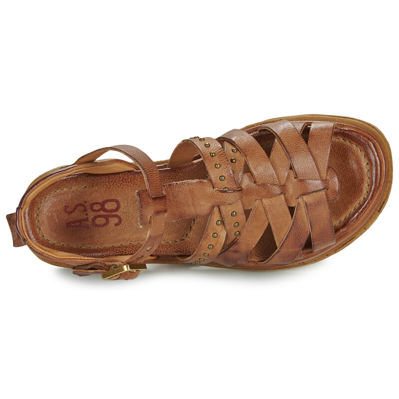 Airstep / AS98 SPOON CROSSED Braune Damen-Sandalen mit niedrigem Schaft - Gr&ouml;&szlig;e 6