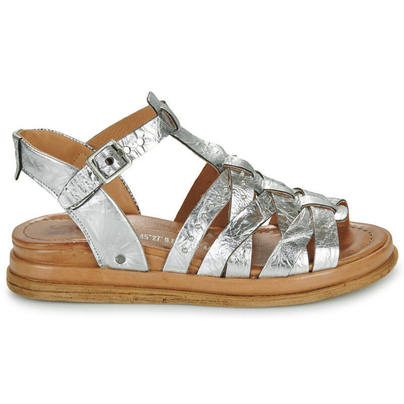 Airstep AS98 SPOON CROSSED Silberne Damen-Sandalen mit niedrigem Schaft - Gr&ouml;&szlig;e 2
