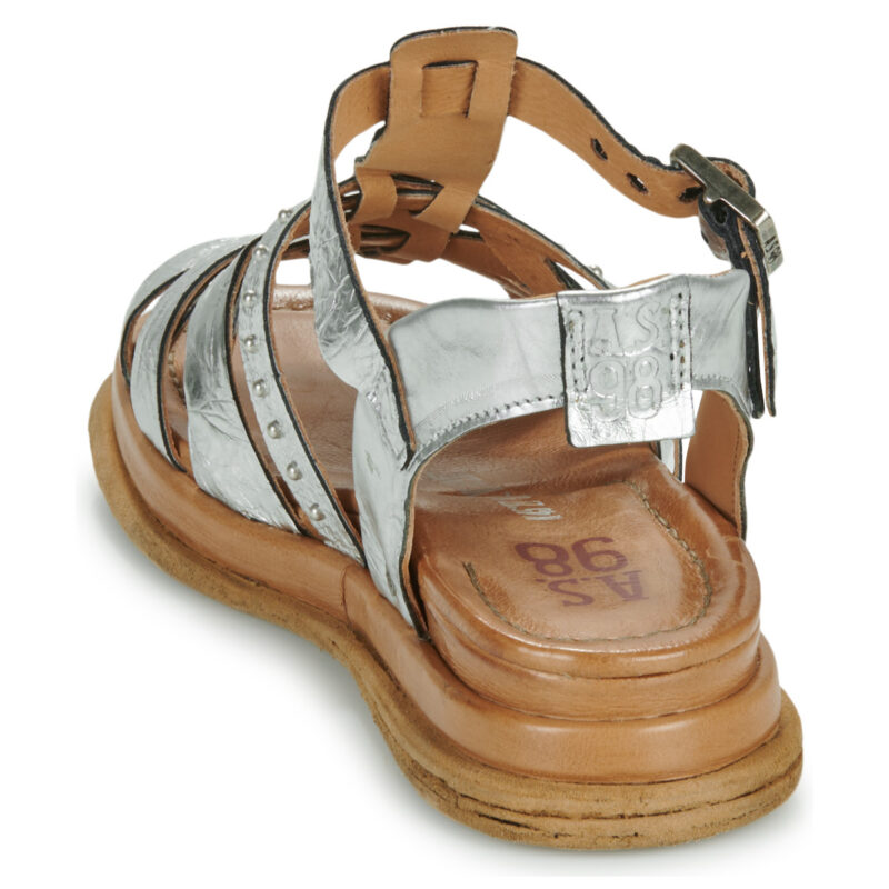 Airstep AS98 SPOON CROSSED Silberne Damen-Sandalen mit niedrigem Schaft - Gr&ouml;&szlig;e 5