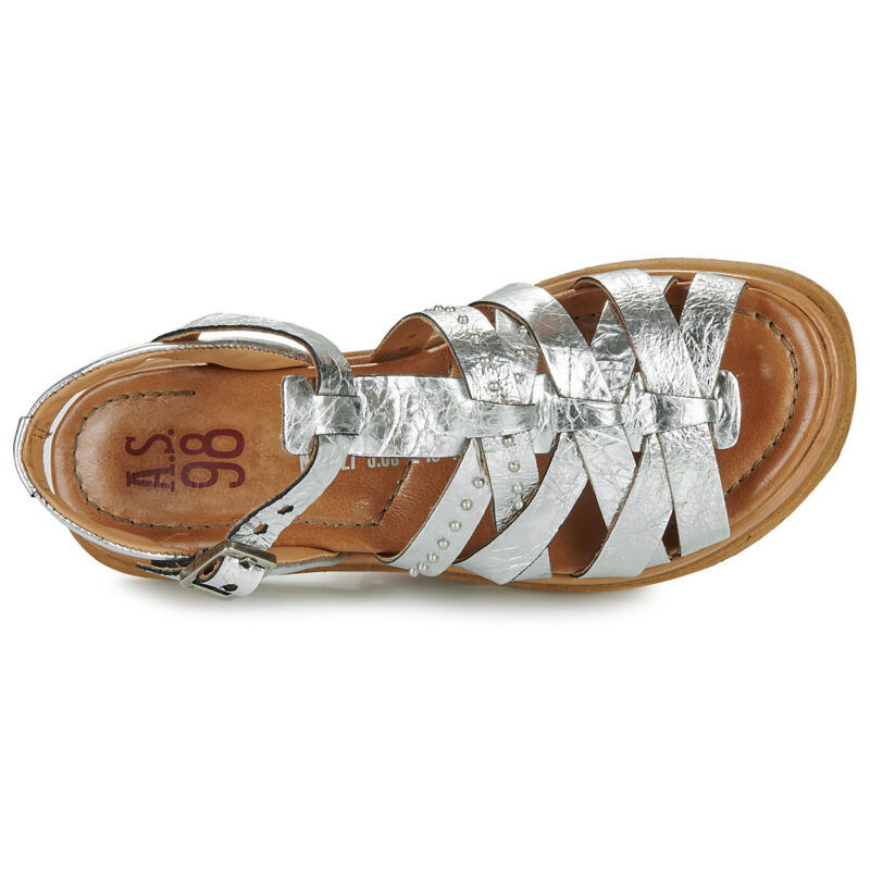 Airstep AS98 SPOON CROSSED Silberne Damen-Sandalen mit niedrigem Schaft - Gr&ouml;&szlig;e 6
