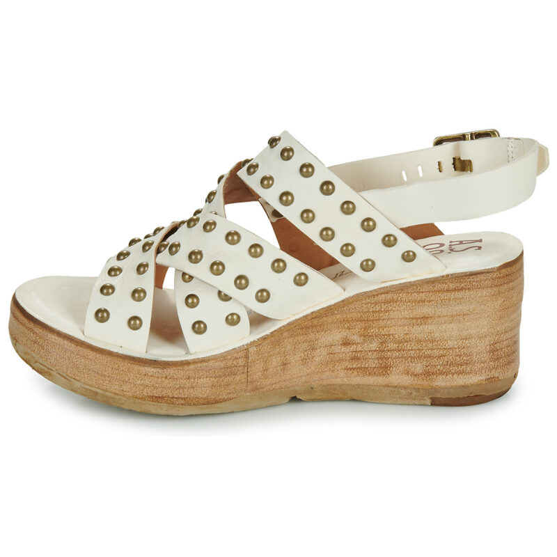 Airstep / AS98 NOA STUD Wei&szlig;e Keilsandalen Damen - 4