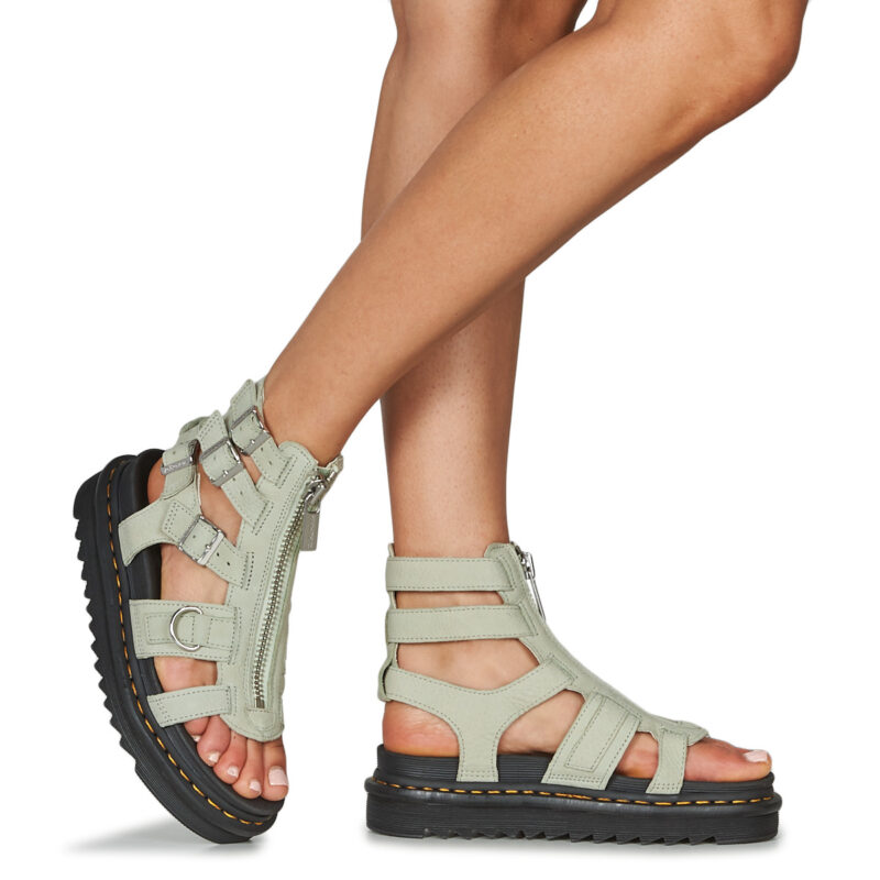 Dr. Martens Olson Smoked Mint Tumbled Nubuck Beige Sandali con zeppa Donna - 8