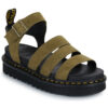 Dr. Martens Blaire Muted Olive Tumbled Nubuck Khaki Wedge Sandals Women