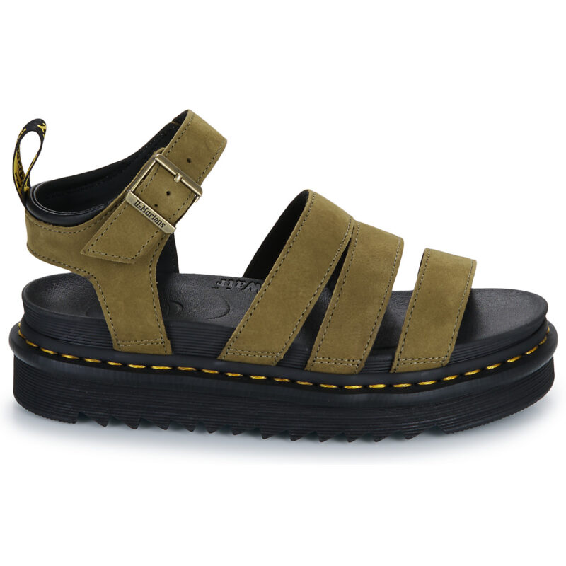Dr. Martens Blaire Muted Olive Tumbled Nubuck Khaki Wedge Sandals Women - 2