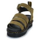 Dr. Martens Blaire Muted Olive Tumbled Nubuck Khaki Wedge Sandals Women - 3