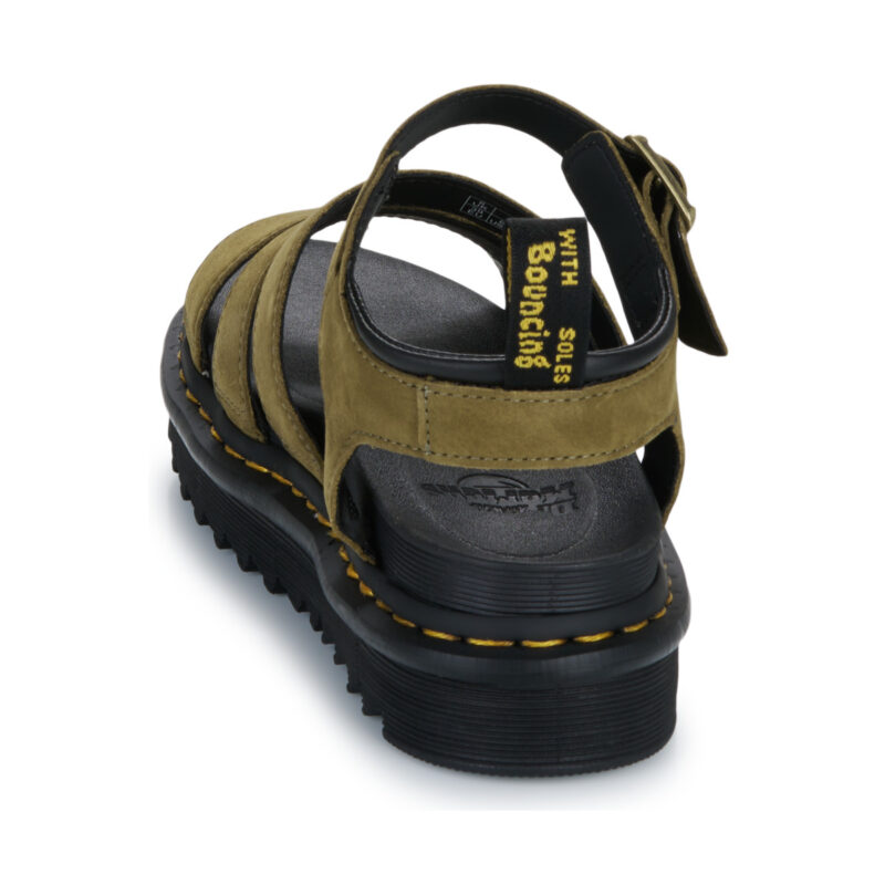 Dr. Martens Blaire Muted Olive Tumbled Nubuck Khaki Wedge Sandals Women - 5