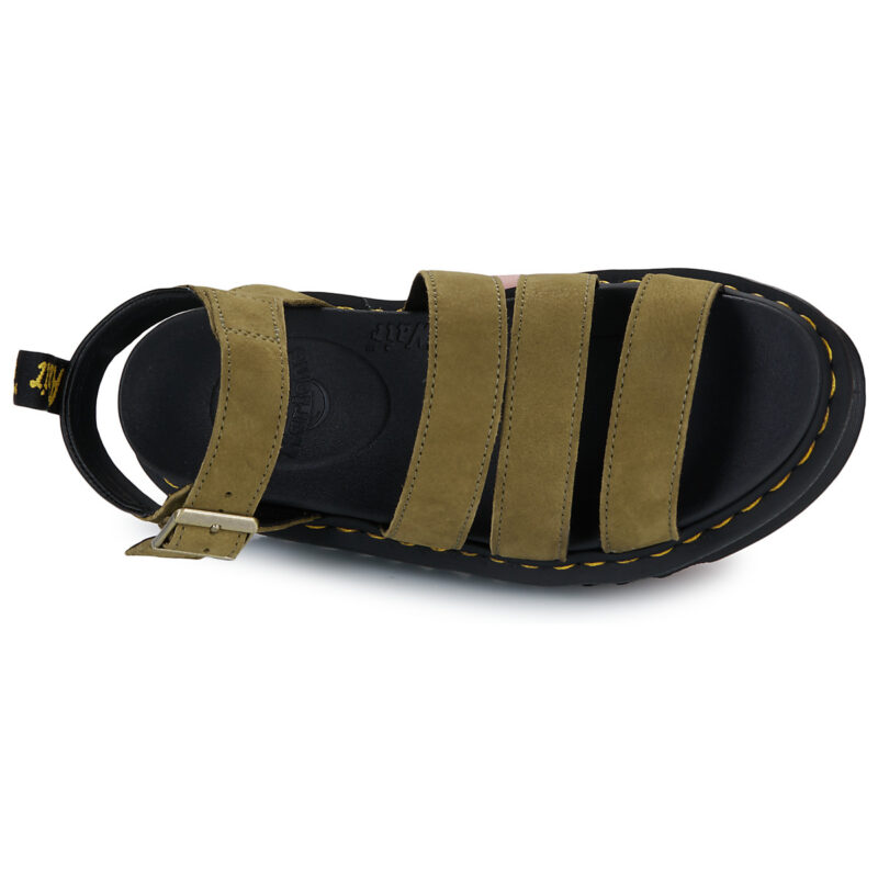 Dr. Martens Blaire Muted Olive Tumbled Nubuck Khaki Wedge Sandals Women - 6