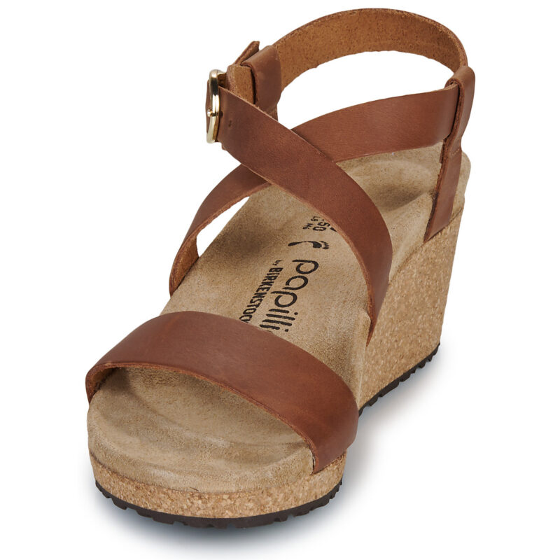 Papillio Sibyl Ring-Buckle LENA Cognac Braun - Keilabsatz-Sandalen Damen - 3