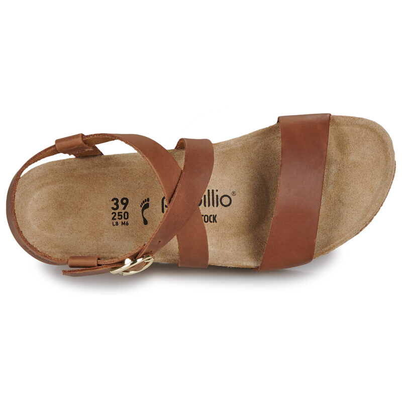 Papillio Sibyl Ring-Buckle LENA Cognac Braun - Keilabsatz-Sandalen Damen - 6