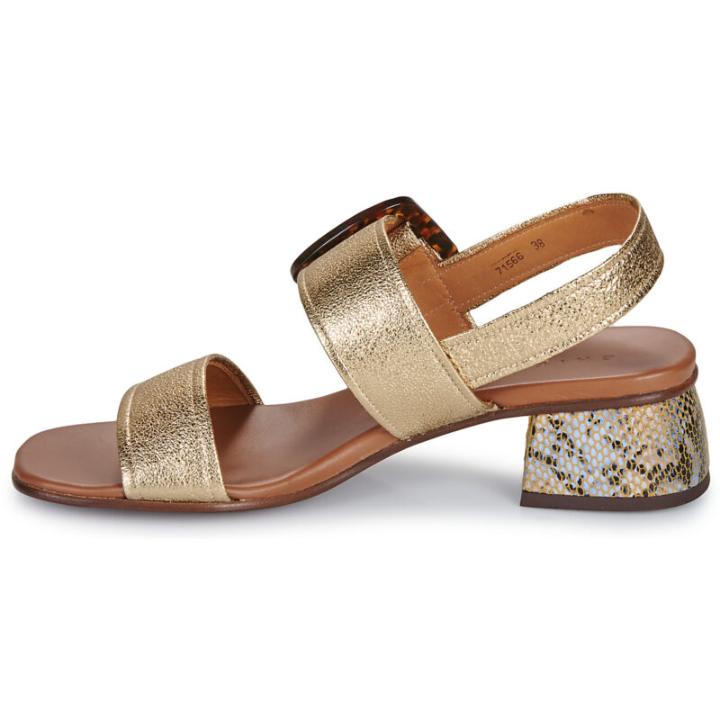 Chie Mihara QUANDA Goldfarbene Sandalen mit Absatz f&uuml;r Damen - Gr&ouml;&szlig;e 4